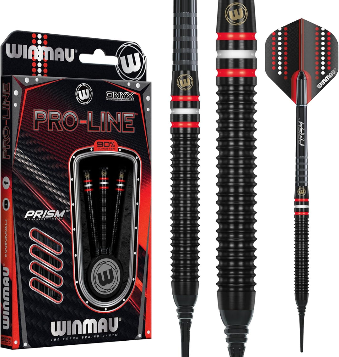 WINMAU Pro-Line 18g Fassgewicht Gesamtgewicht Profi Wolfram Softip Dartpfeile mit Flights und Schäft