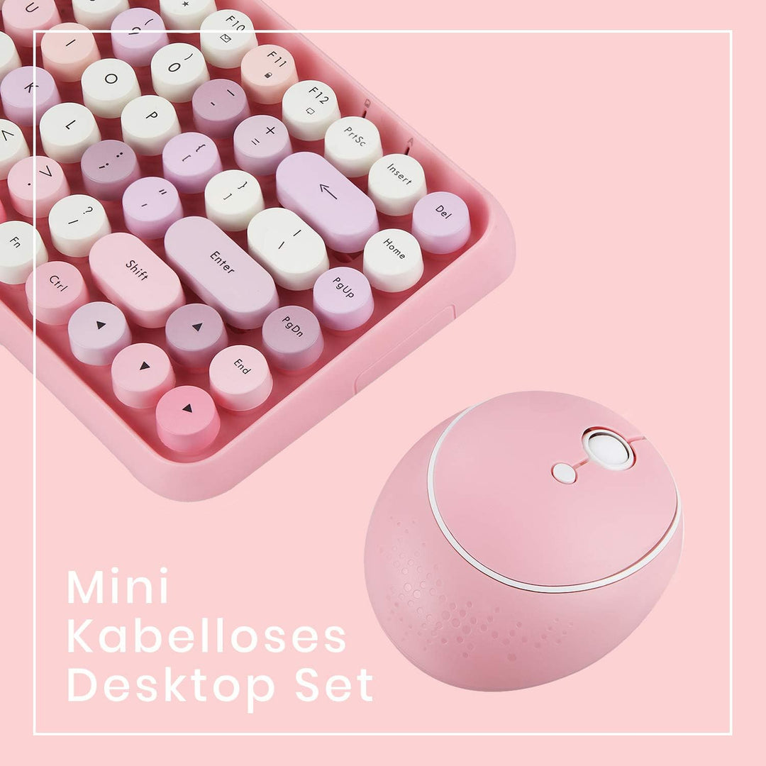 Perixx PERIDUO-713 Kabelloses Mini Tastatur und Maus Desktop Set, Retro Vintage Schreibmaschinen Des