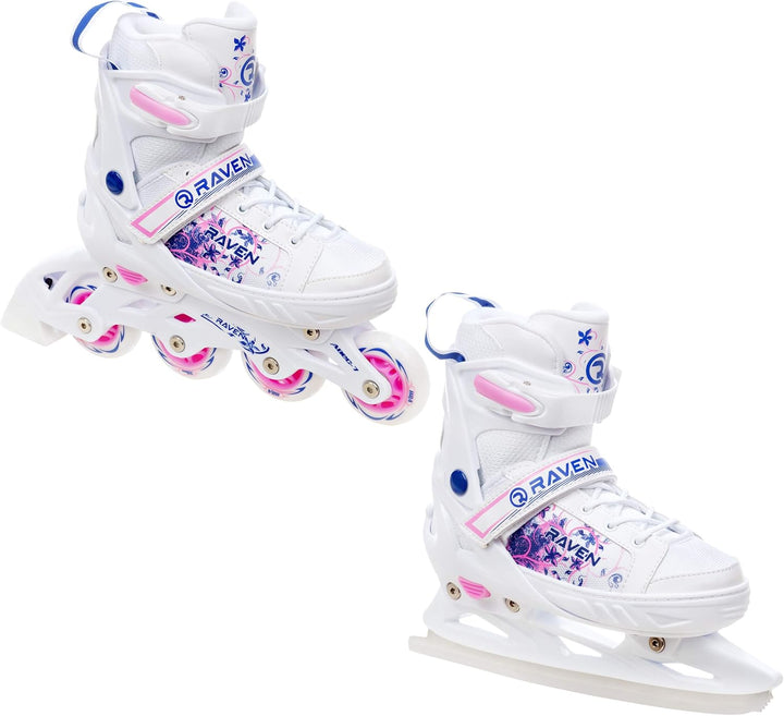 RAVEN 2in1 Schlittschuhe Inline Skates Inliner für Kinder Mädchen verstellbar