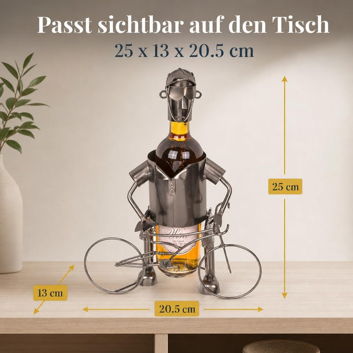 MIJOMA Weinflaschenhalter Fahrradfahrer aus Metall – Deko-Weinständer für 1 Flasche, Handarbeit, ori