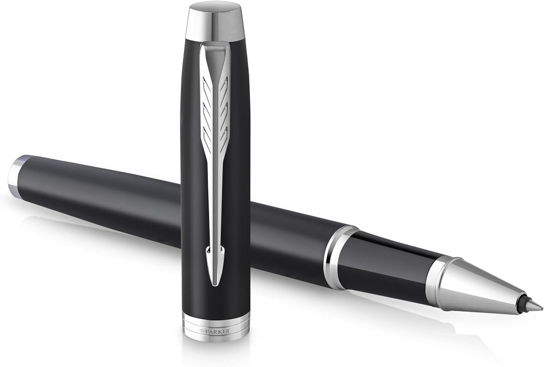 Parker IM Rollerball Mattschwarz mit Chrom-Zierteilen feine Spitze mit schwarzer Tinte Geschenkbox M