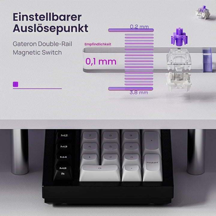 Keychron Q0 HE Kabelloser Magnetisches Numpad, 2,4 GHz/Bluetooth 5.1, Schnelltrigger, RGB, programmi
