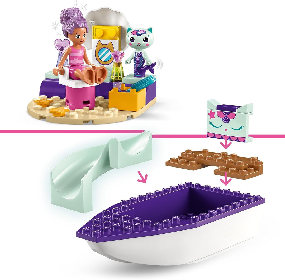 LEGO Gabby's Dollhouse Gabby & Meerkatze Schiff & Spa Boot Set mit Schönheitssalon, Puppenhaus mit F