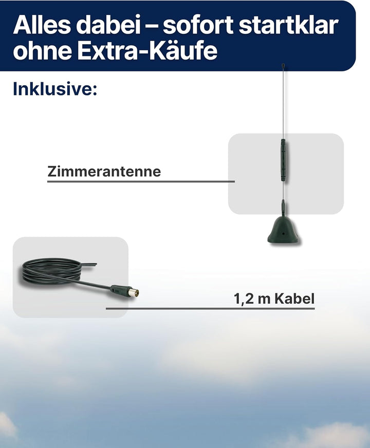 SCHWAIGER 20303 DVB-T2 Zimmerantenne passiv digital Empfänger Verstärker Antenne Indoor HD Empfang L