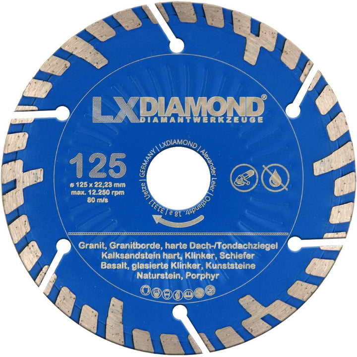 2x Diamant-Trennscheibe 125mm x 22,23mm Premium Diamantscheibe KS, Kalksandstein hart, Granit, Grani