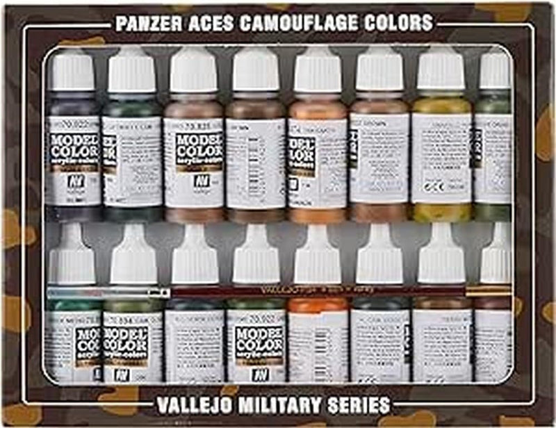 Vallejo 070179 - Farbset, Panzer-Aces Tarnungen, 16 x 17 ml, Panzer-Aces Tarnungen