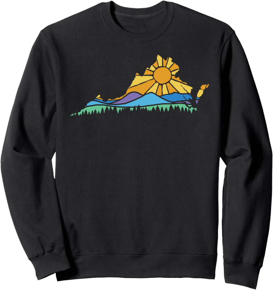 Retro Virginia Nature Love Sun & Mountains Graphic Sweatshirt