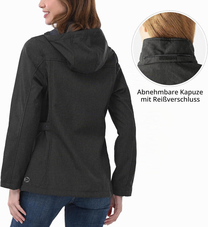 Outdoor Ventures Damen Softshelljacke Kurze Gefütterte Funktionsjacke Wasserdichte Übergangsjacke mi
