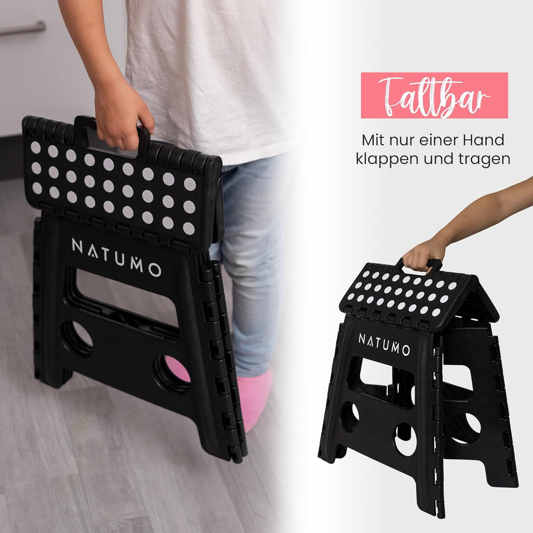 NATUMO® XL Tritthocker Kinder + Erwachsene, Klapphocker faltbar, Leichter und Rutschfester Klapptrit