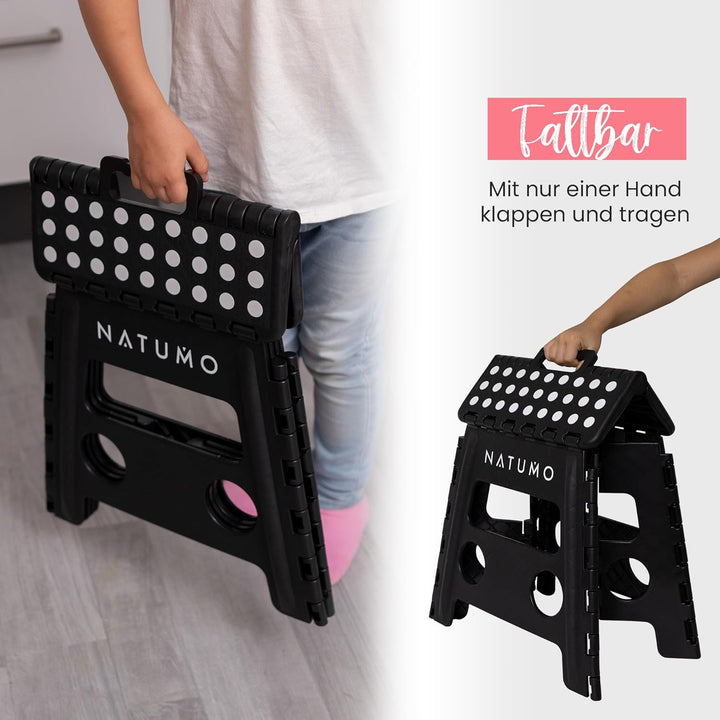 NATUMO® XL Tritthocker Kinder + Erwachsene, Klapphocker faltbar, Leichter und Rutschfester Klapptrit
