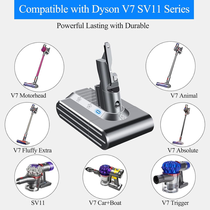 DTK 21.6V 4000mAh V7 Ersatzakku für Dyson V7 Akku V7 Motorhead V7 Trigger V7 Fluffy V7 Animal V7 Abo