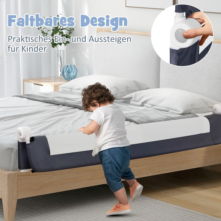 DREAMADE Bettgitter 150/120/105 cm, Kinderbettgitter Schutz, Kinderschutzgitter aus PP & Oxford, Bab