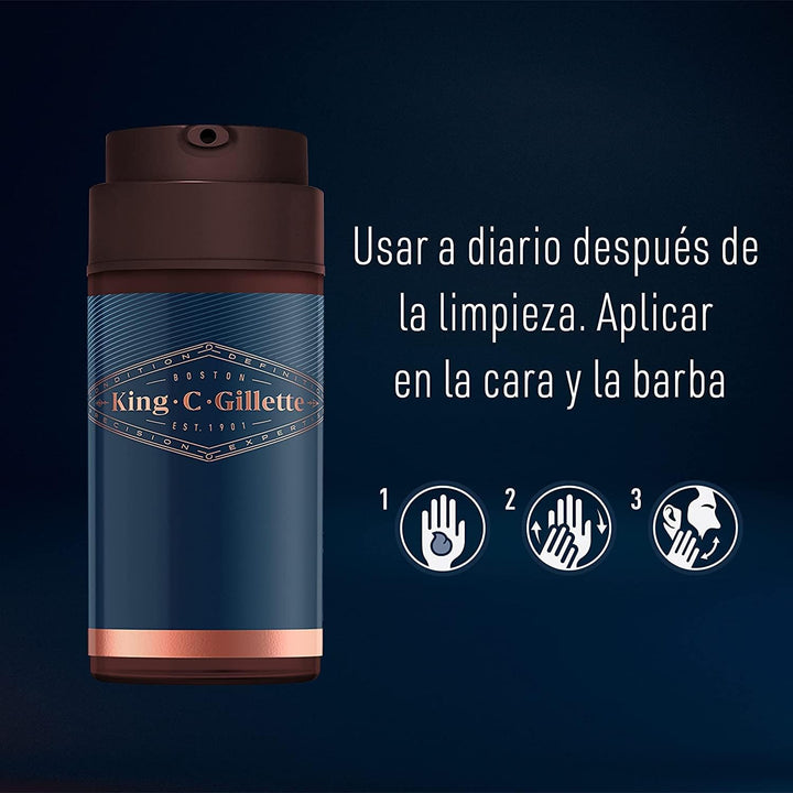 King C. Gillette Feuchtigkeitscreme für Gesicht und Bart mit Vitamin B3 und B5-Komplex, 100 ml