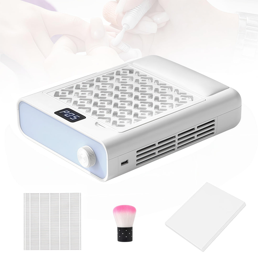 Nagelstaubsauger, 3600 RPM Staubabsaugung für Nägel mit 2 Filter 10 Filterwatte und 1 Staubbürste We