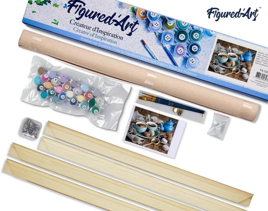 Figured'Art Malen Nach Zahlen Erwachsene Mit Rahmen Heisse Schokolade - Paint by Numbers Basteln DIY