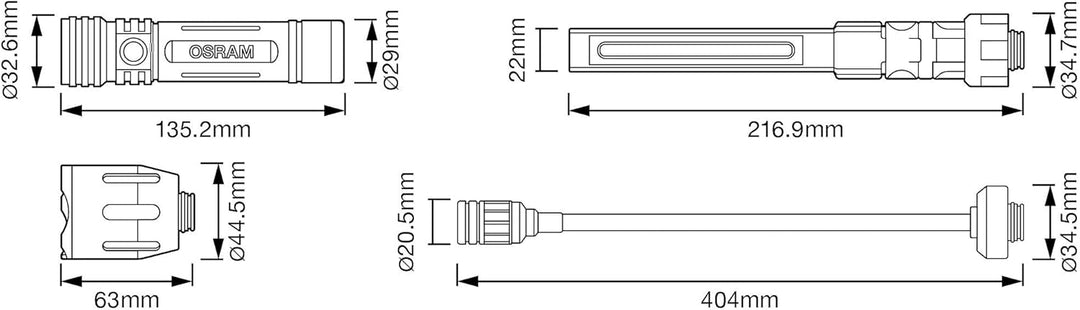 Osram LEDinspect 3-IN-1 Inspection Light KIT – LEDIL417, Taschenlampe & Flexibler Schwanenhals & Ins