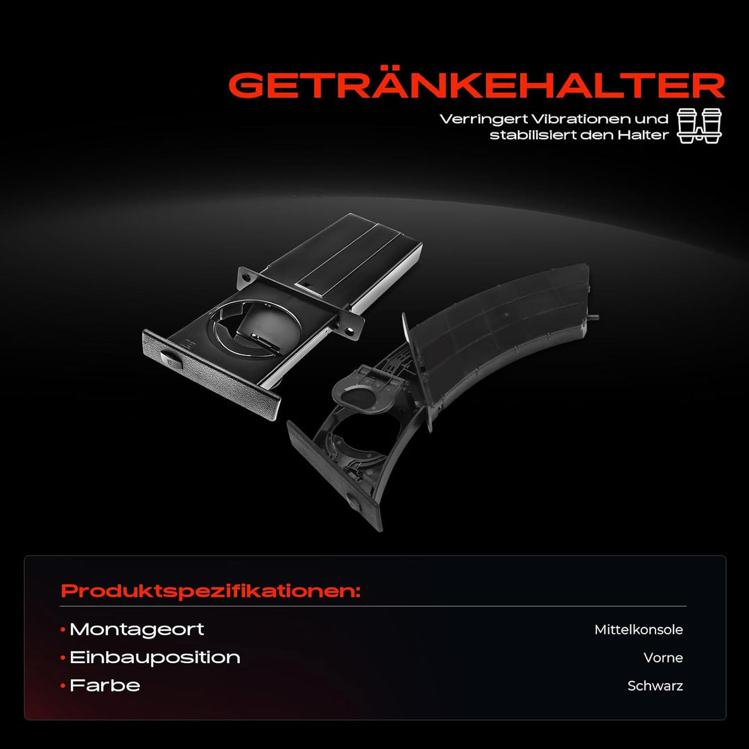 Frankberg 2x Getränkehalter Cupholder Links Rechts Schwarz für 5er E60 5er Touring E61 2001-2010 9 1