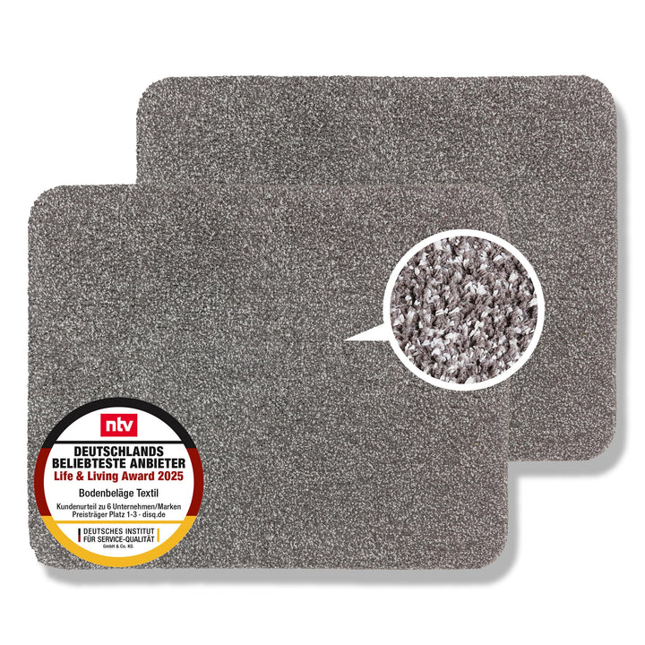 Astra Fussmatte innen waschbar 2er Set 60x75 cm - Schmutzfangmatte Sauberlaufmatte - Fussabstreifer