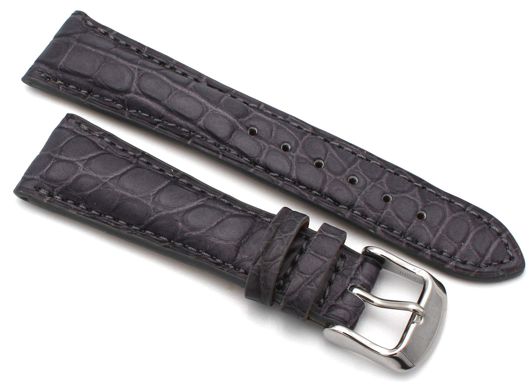 20mm XS Damenlänge Echt Alligator Vintage hangemacht in Deutschland Uhrenarmband Grau