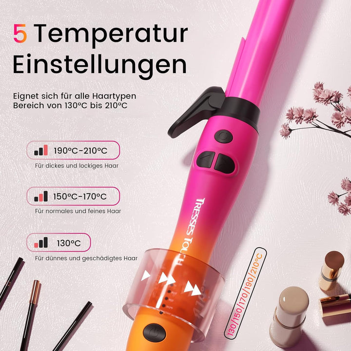 Lockenstab Automatisch Hair Curler with Klemme, Rotierend Curling Iron 1 Inch mit Tourmalin Keramik,