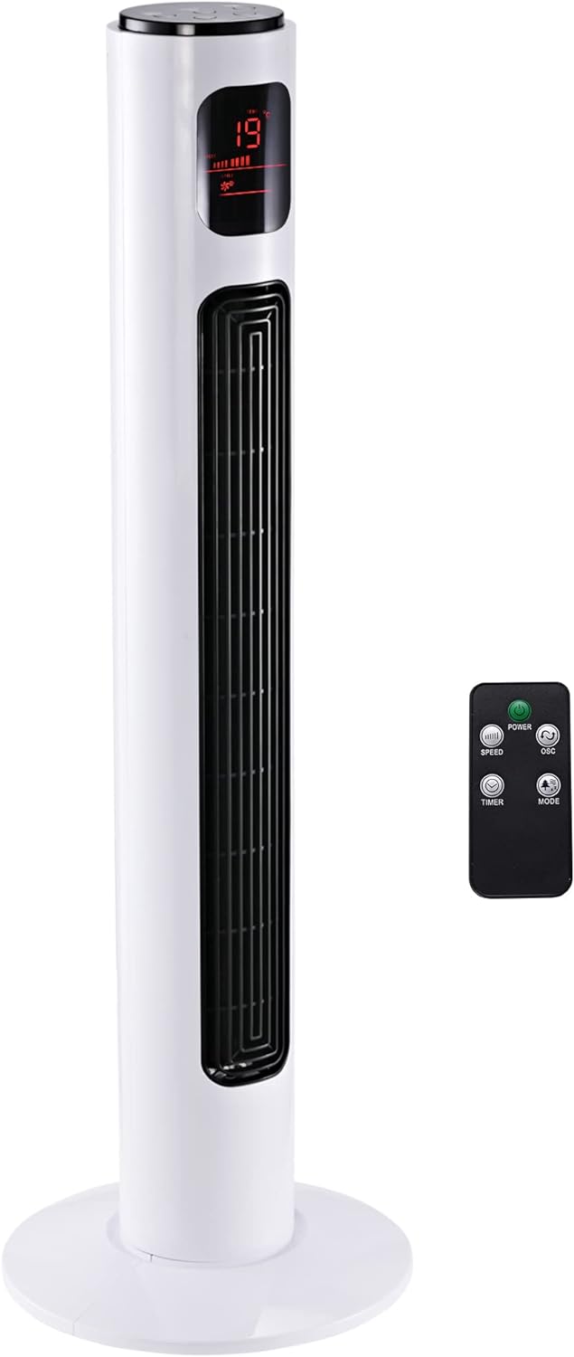 HOMCOM Turmventilator 70° oszillierender Standventilator mit fernbedienung 96 cm Säulenventilator 45