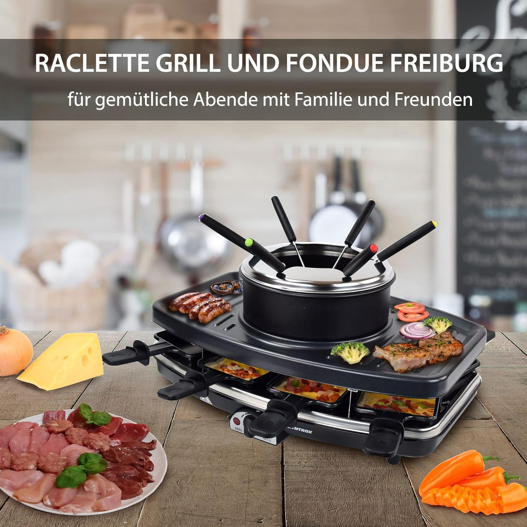 Syntrox Germany Freiburg 3 in 1 Raclette-Grill-Fondue-für 8 Personen