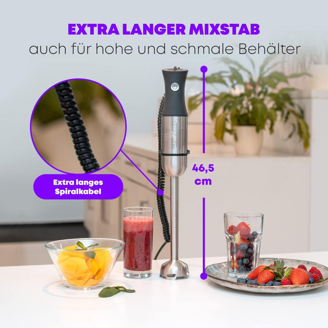 Profi Cook Stabmixer PC-SM 1094 elektrischer Pürierstab mit Edelstahl-Gehäuse und ergonomischen Soft