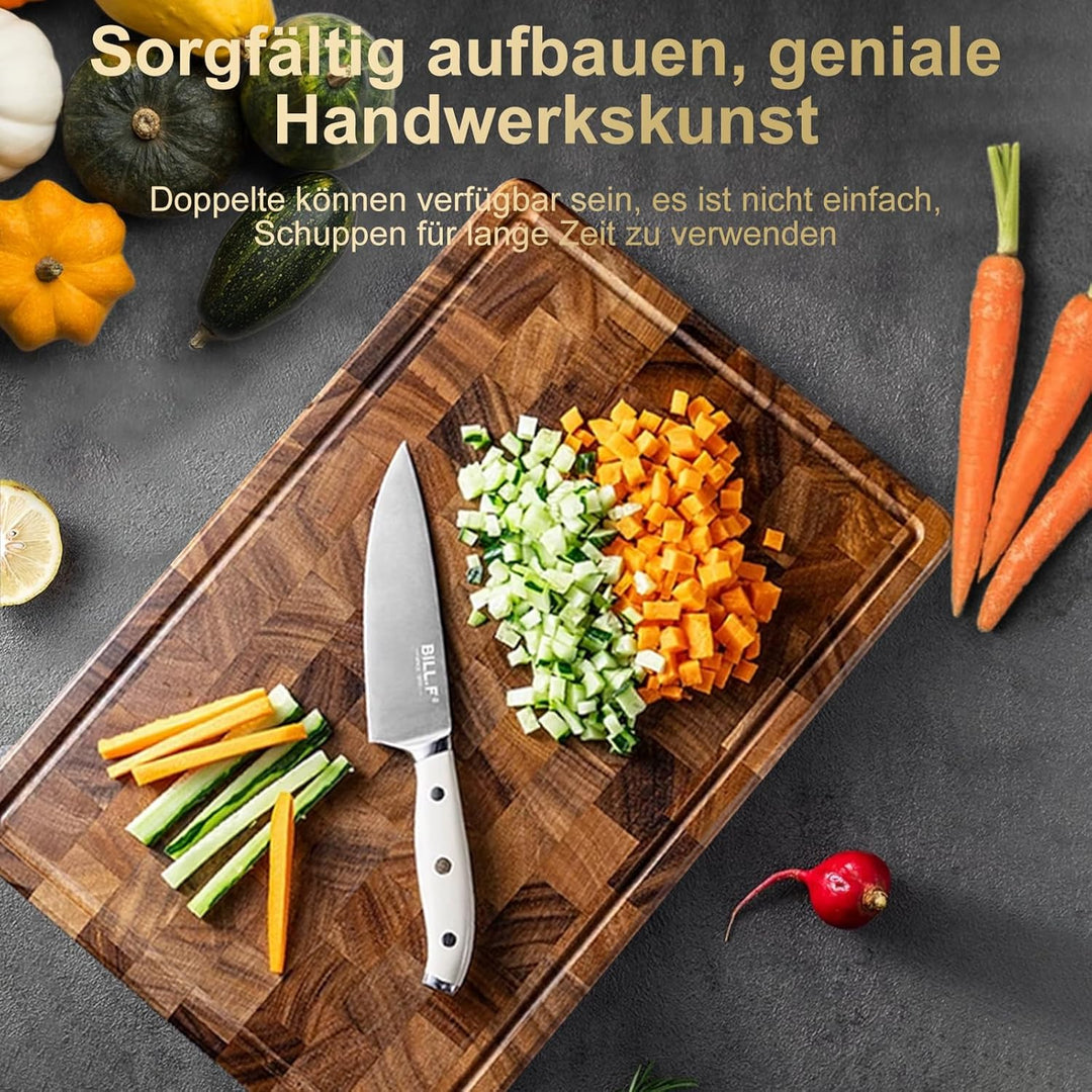 Large Schneidebrett Holz mit Saftrutsche(42x30x2.5cm), Schneidebretter Holz Aus Massiver Akazie, Hol