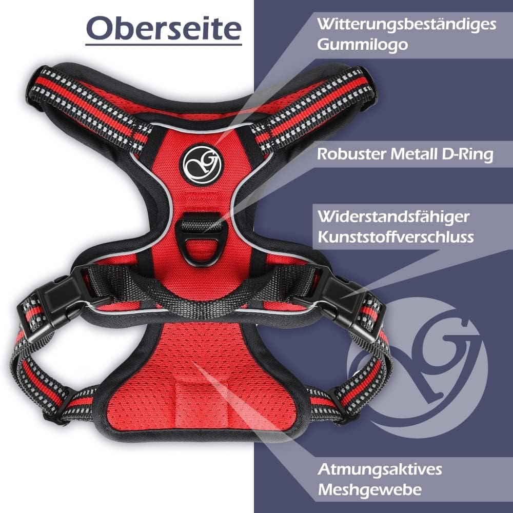 Hunde-Geschirr für kleine und grosse Hunde, Brustgeschirr gepolstert und reflektierend, verstellbar