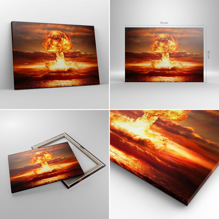 Bilder auf Leinwand Krieg Atombombe Pilz Apokalypse Leinwandbild 70x50cm Wandbilder Dekoration Wohnz