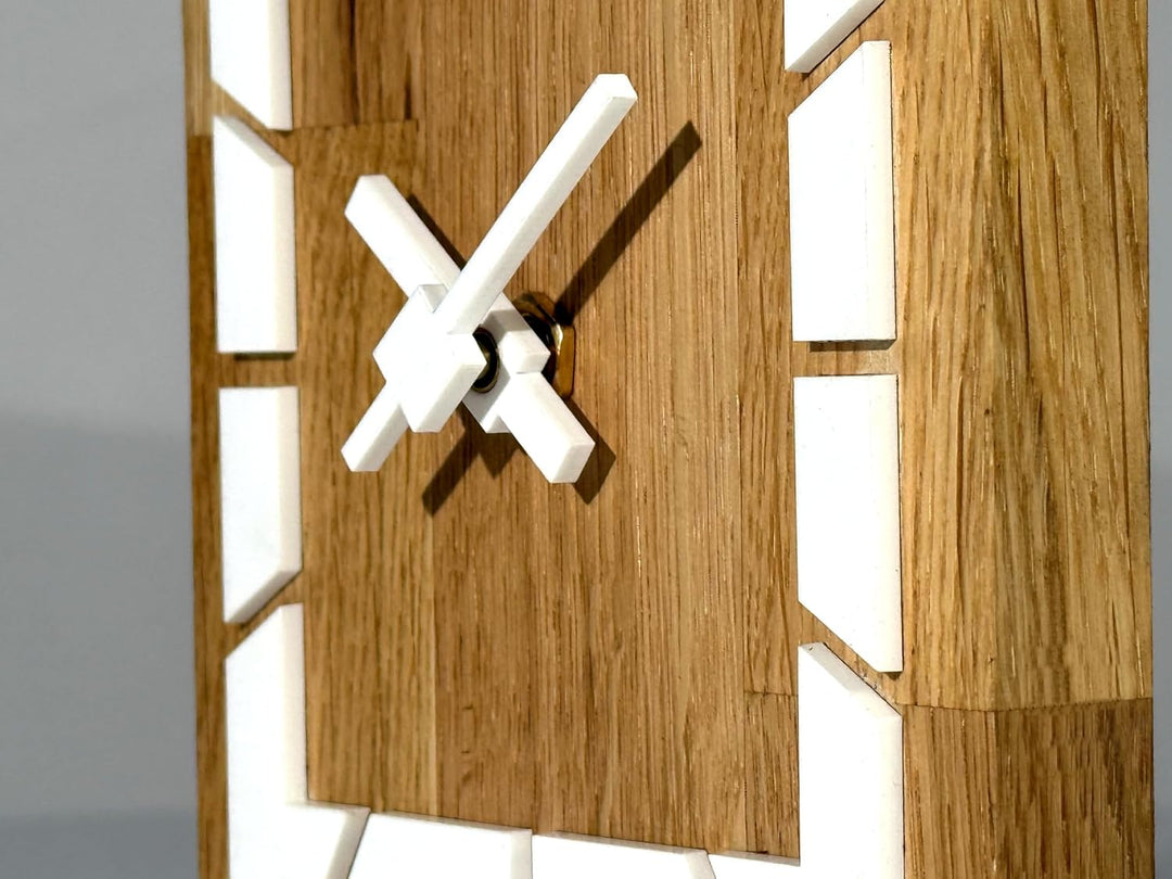 FLEXISTYLE Modern standuhr tischuhr klein aus Holz Eiche Wohnzimmer Badezimmer Uhr Holz tischuhren h