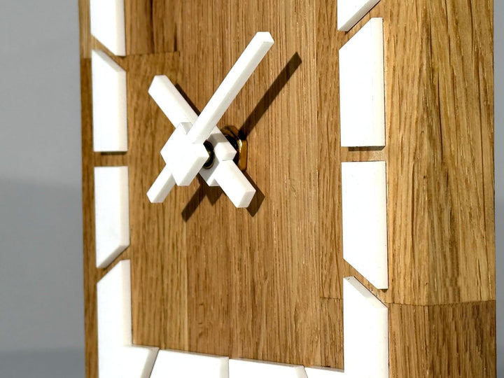 FLEXISTYLE Modern standuhr tischuhr klein aus Holz Eiche Wohnzimmer Badezimmer Uhr Holz tischuhren h