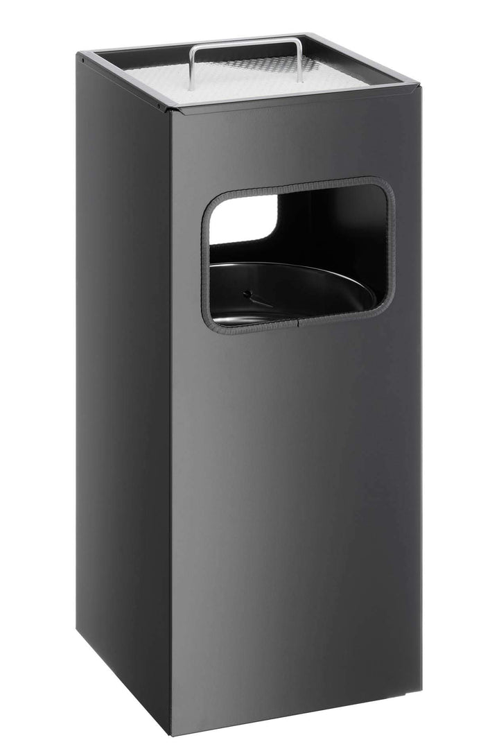 Durable Papierkorb Metall mit Ascher, entnehmbarer Inneneimer und Ascher, eckig, schwarz, 333101 sch