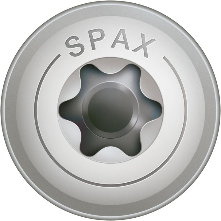 SPAX 257000601205 40003530183058 Für den Holzbau, Tellerkopf, T-STAR plus, 4CUT, Teilgewinde, Edelst