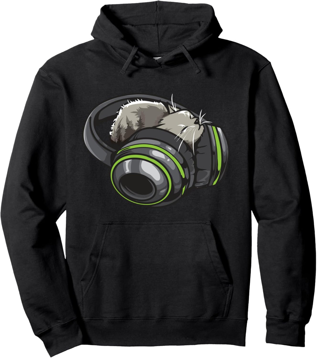Kawaii kleines Kätzchen innerhalb der Kopfhörer Pullover Hoodie