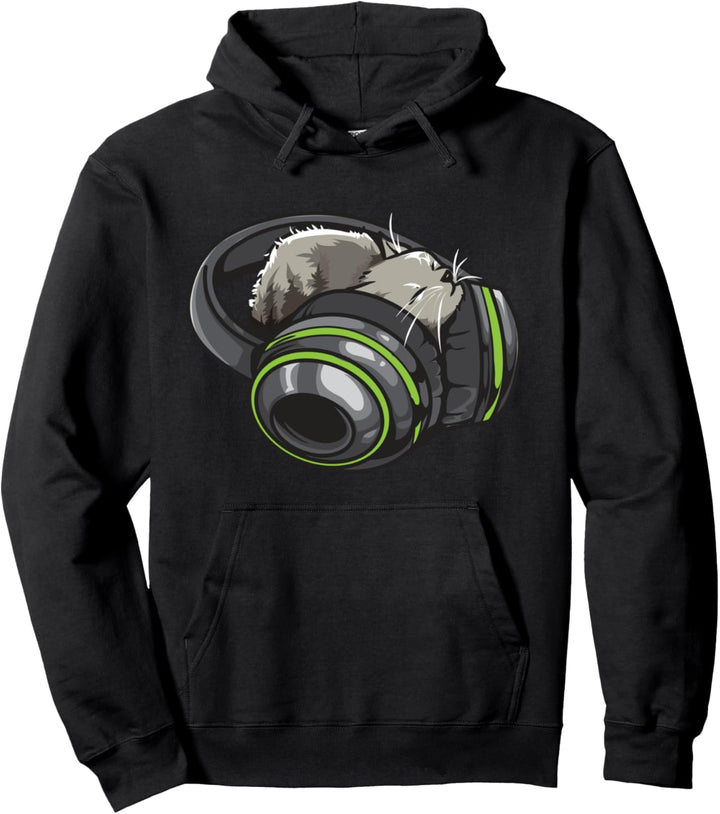 Kawaii kleines Kätzchen innerhalb der Kopfhörer Pullover Hoodie