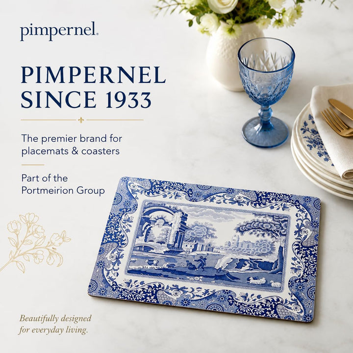 Blue Italian Placemats, Wood, Blue and White, 40.1 x 29 x 0.58 cm