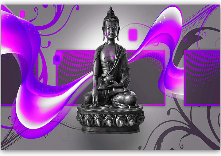 Wanddeko XXL Buddha Leinwandbild 5 Teilig Abstraktion Figur Statue rosa 100x70 cm Leinwandbild 100x7