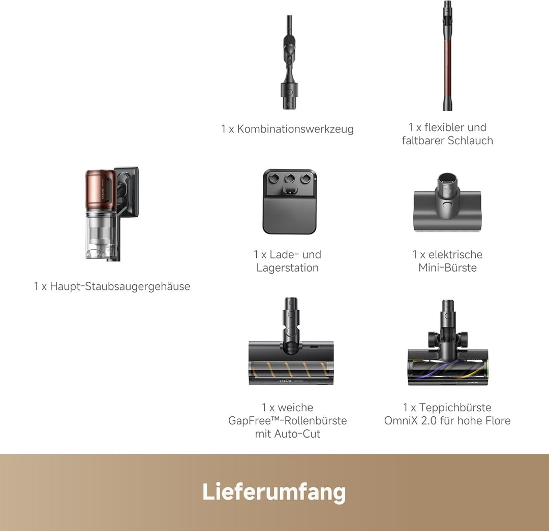 dreame V30 Kabelloser Staubsauger, Kantenreinigung 0 mm, 30.000 PA / 330 AW, ohne Verheddern, für Ho