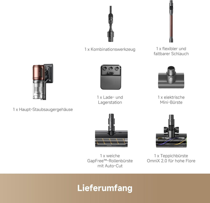 dreame V30 Kabelloser Staubsauger, Kantenreinigung 0 mm, 30.000 PA / 330 AW, ohne Verheddern, für Ho