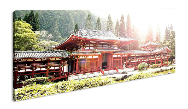 atemberaubende Tempelanlage in Asien Panorama 80x40 cm als Leinwandbild, Motiv fertig gerahmt auf Ec