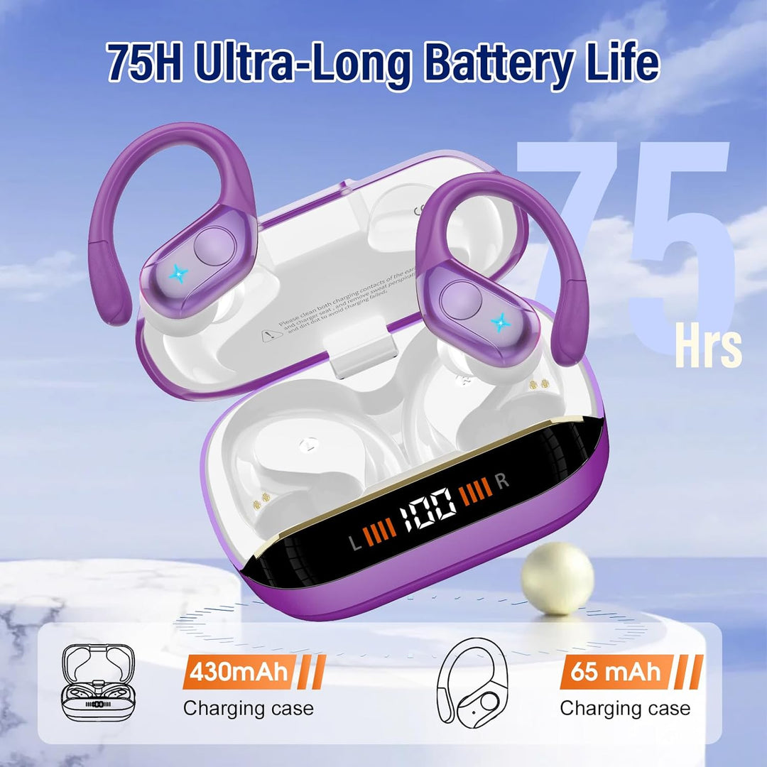 Bluetooth Kopfhörer Sport, 75H, In Ear Kopfhörer Kabellos Bluetooth 5.4, HiFi Stereo, Ohrhörer mit 4
