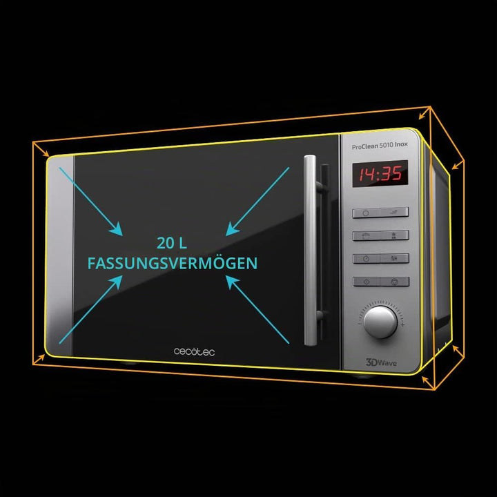Cecotec Mikrowelle Pro Clean 5010 Mirror. 700W, Grill 800W, 20L, Garraum Ready 2 Clean Beschichtung,