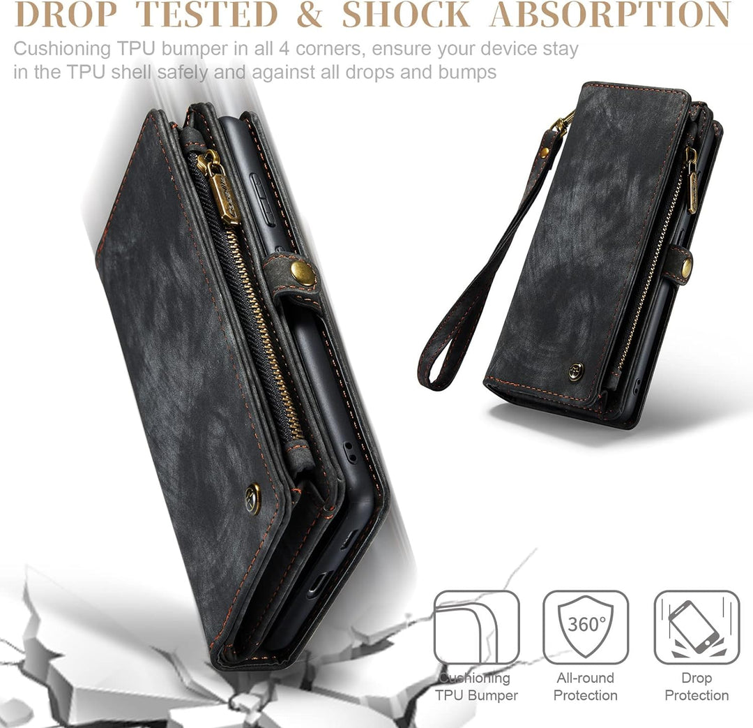 UFinetech Samsung S22 Hülle, Stossfest Kartenfach Tasche Samsung Galaxy S22 5G Handyhülle, Flip Magn