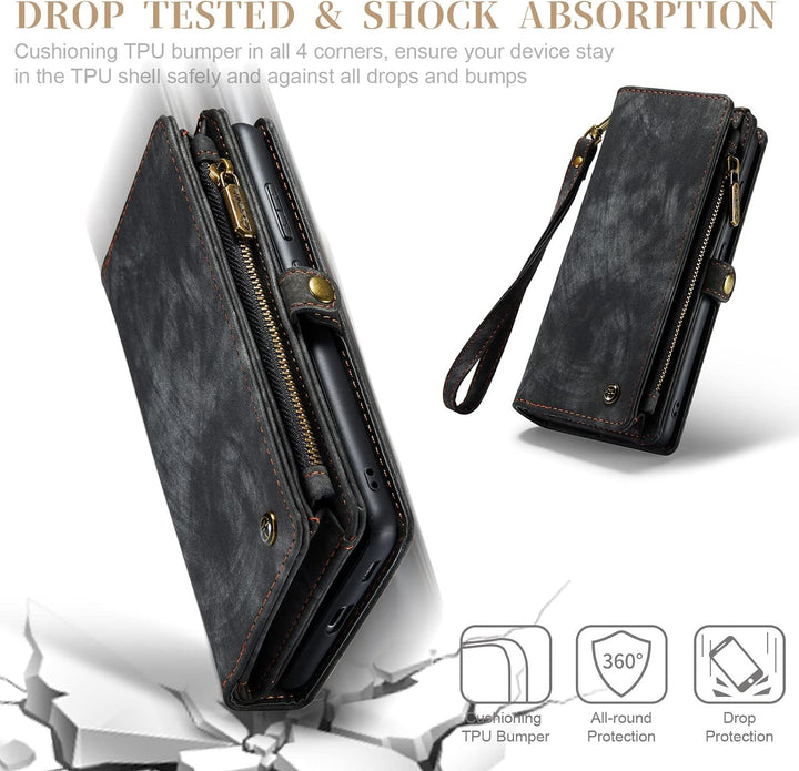 UFinetech Samsung S22 Hülle, Stossfest Kartenfach Tasche Samsung Galaxy S22 5G Handyhülle, Flip Magn