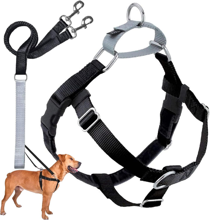 2 Hounds Design 859131002199 No-Pull Dog Harness with LeashLarge (1zoll Wide) LBlack, Black