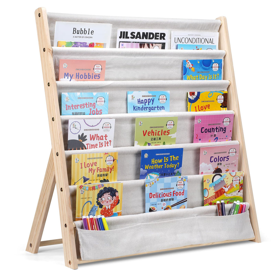 Kinder-Bücherregal, 6 Ebenen, Bücherregal, Aufbewahrung, Ausstellungsregal, einfacher Zugriff, Holzb