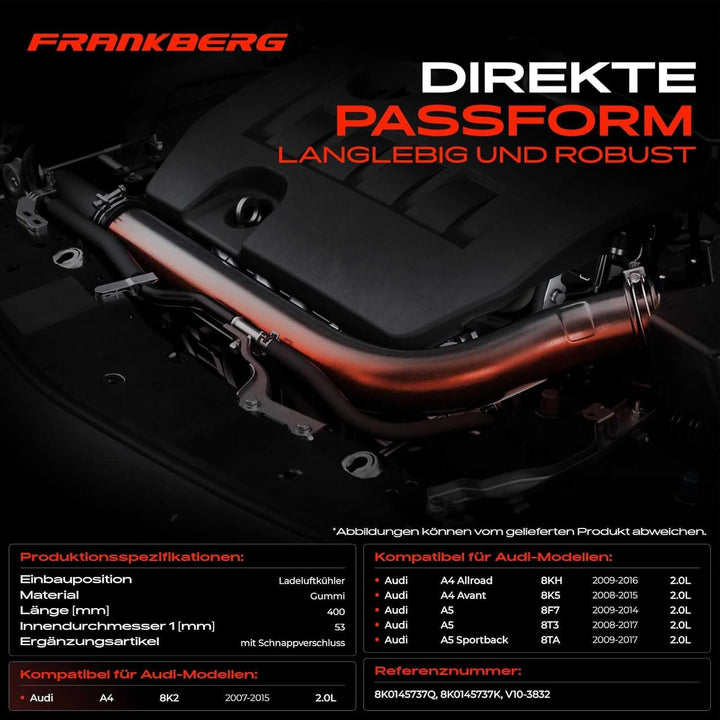 Ladeluftschlauch Turboschlauch für A4 8K2 A4 Allroad 8KH A4 Avant 8K5 A5 8T3 8F7 A5 Sportback 8TA 20