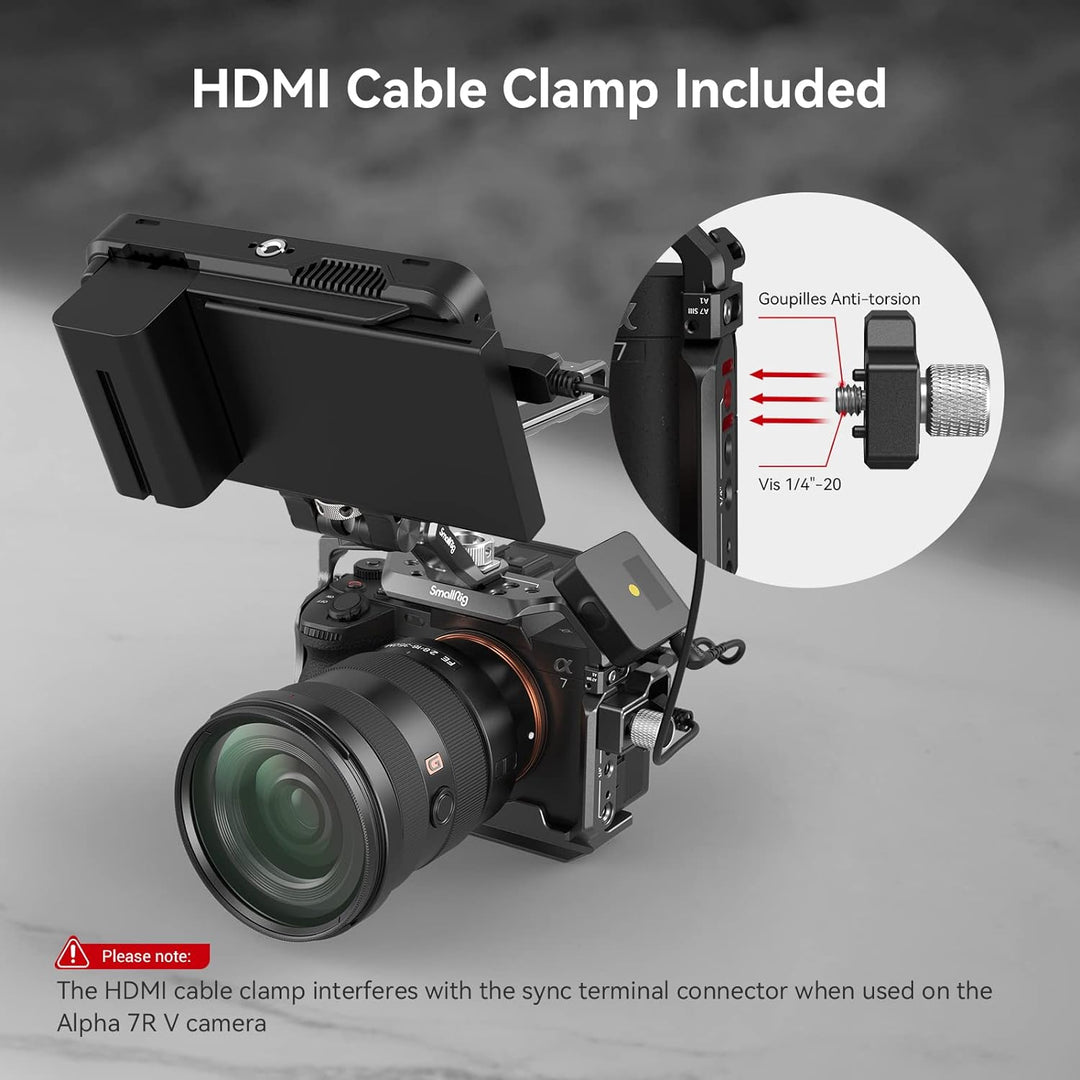 SMALLRIG A7 IV Käfig Cage mit oberem Griff und HDMI-Kabelklemme, Basis Kit für Sony Alpha 7 IV/Alpha
