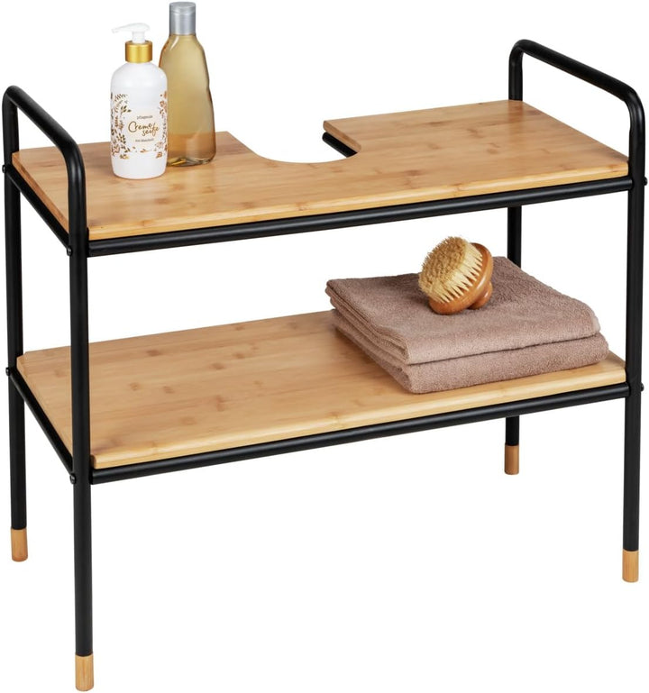WENKO Waschbeckenunterschrank Loft mit 2 Ablagen aus FSC®-zertifiziertem Bambus, zur Aufbewahrung vo